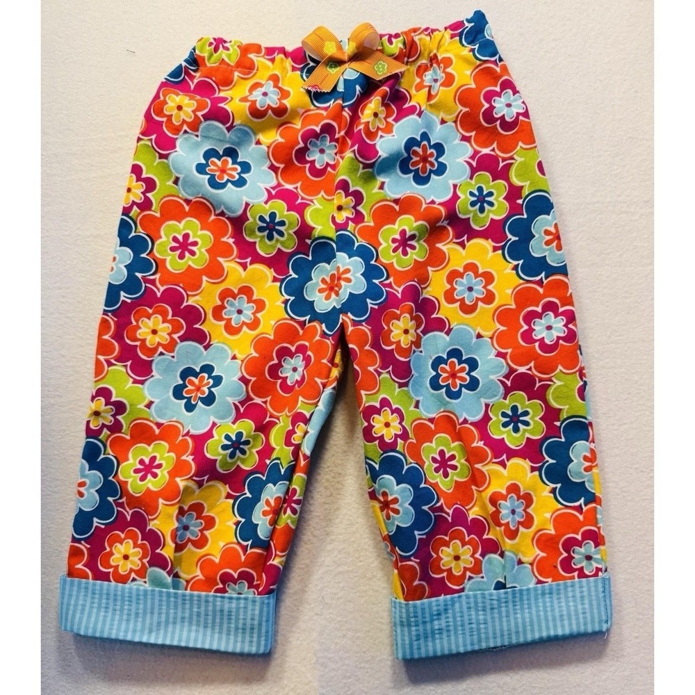 Handmade Vibrant, Flowers,‎ Kids Pants Size 3/4 - new-without-tags - Handmade